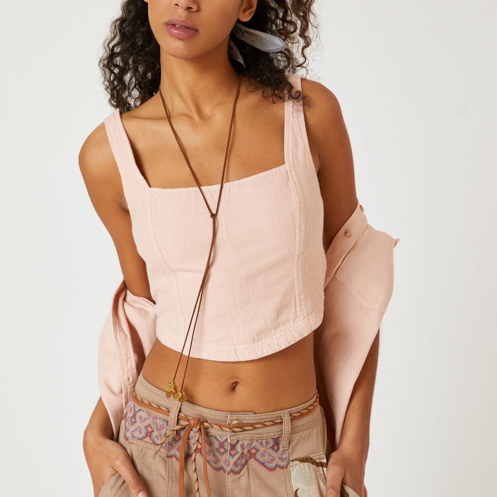 NWT Anthropologie Corset Tank Top, size small, light pink